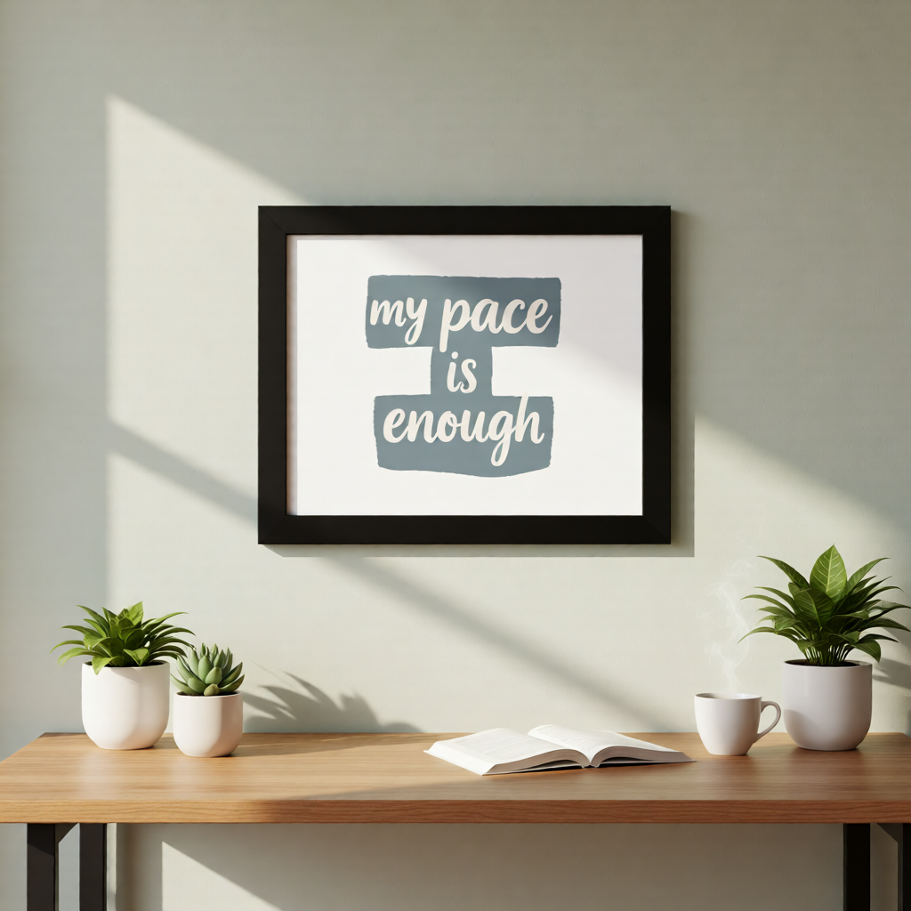My Pace Is Enough — 8×10 Framed Affirmation Print for Calm, Intentional Living