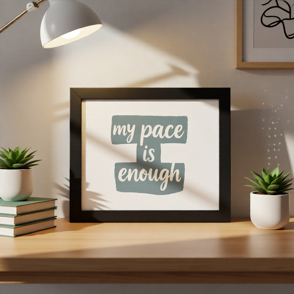 My Pace Is Enough — 8×10 Framed Affirmation Print for Calm, Intentional Living